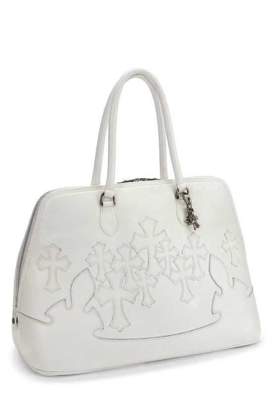 White Leather Cemetery Cross Bowling Bag, , large image number 1