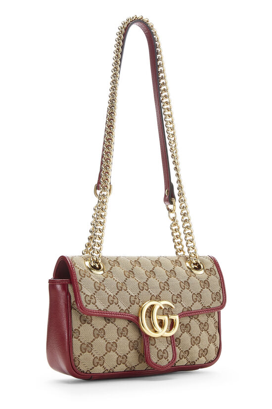 Authentic Gucci GG Marmont Small Crossbody Shoulder Bag Quilted GG Canvas  Red