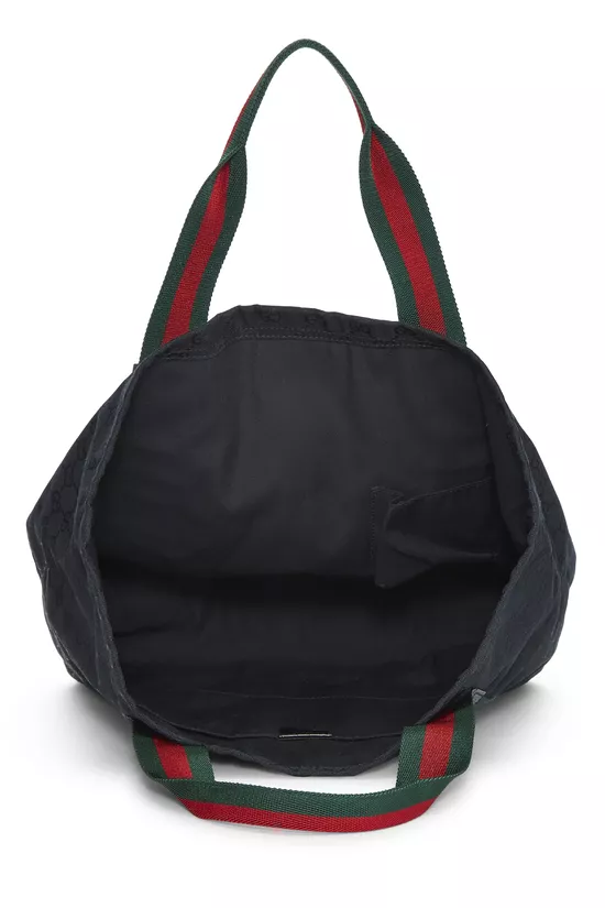 Black GG Canvas Flat Web Tote, , large image number 5