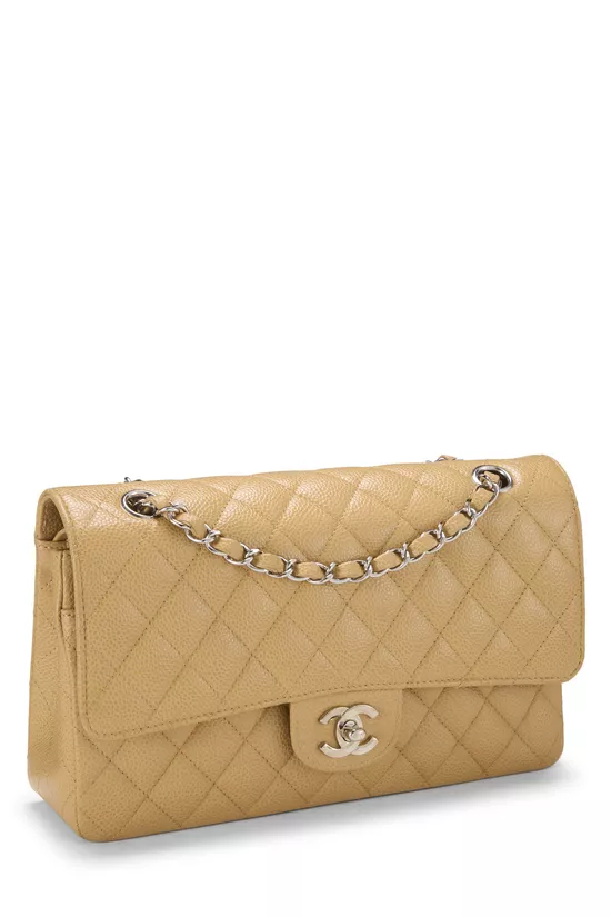 Beige Quilted Caviar Classic Double Flap Medium, , large image number 1