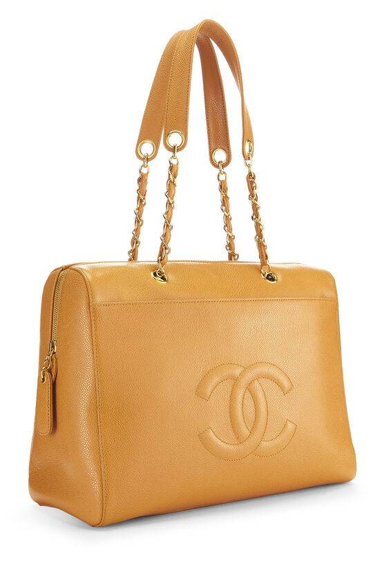 Chanel Womens Orange Leather Vintage Logo Chain Straps Shoulder