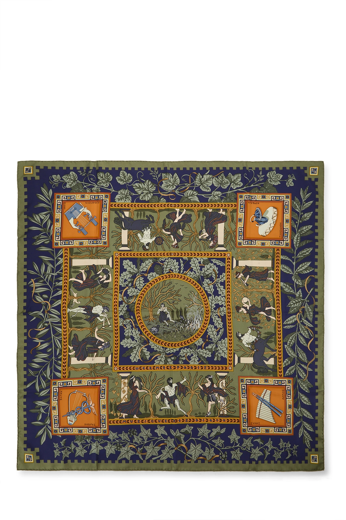 Green & Multicolor 'Musique Des Dieux' Silk Scarf 90