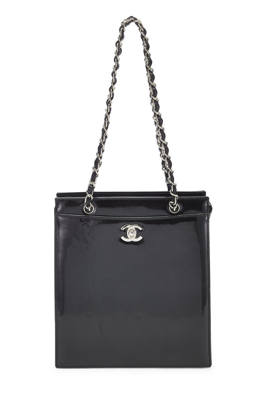 Vintage Chanel CC Black Patent Leather Mini Crossbody Bag