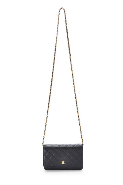 Black Quilted Caviar Classic Wallet on Chain (WOC), , large