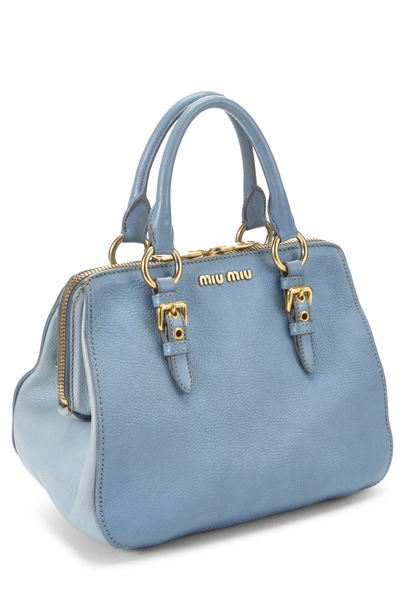 Blue Leather Convertible Handbag, , large