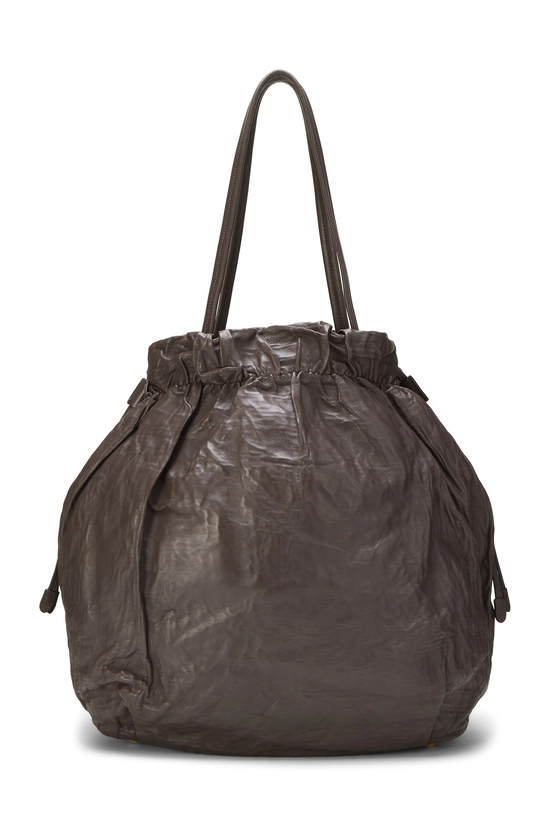 Brown Calfskin Drawstring Tote, , large image number 3