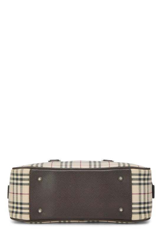 Brown Check Jacquard Canvas Bowler Bag Small, , large image number 4