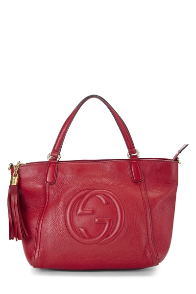 Gucci Red Grained Leather Soho Top Handle Bag