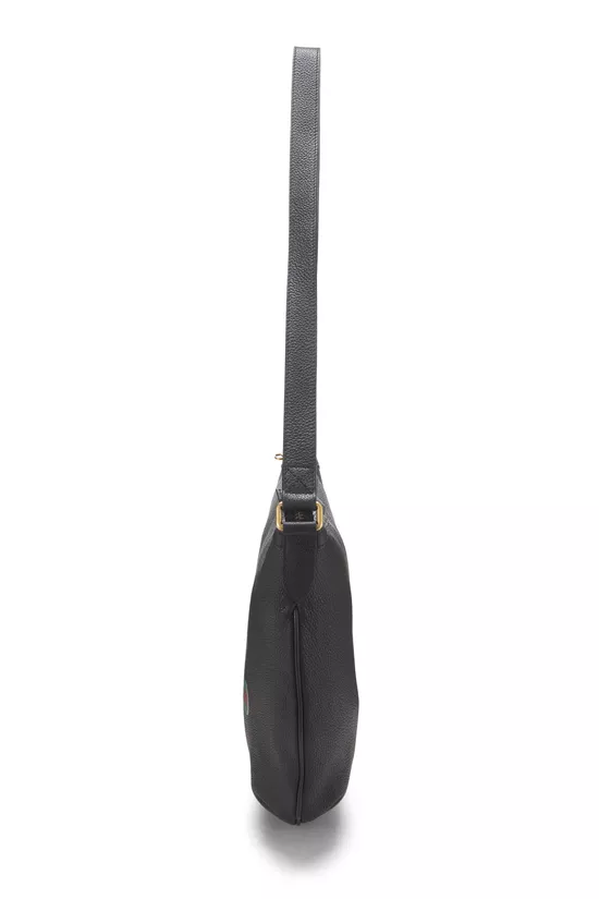 Black Leather Logo Half Moon Hobo, , large image number 2