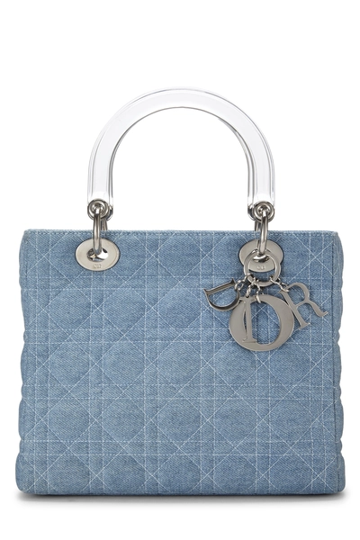 Blue Cannage Quilted Denim Lady Dior Medium