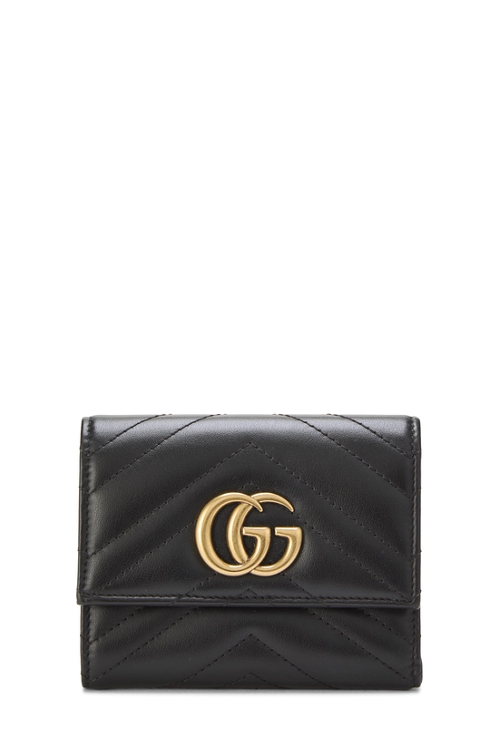 Black Leather GG Marmont Wallet Small, , large image number 0
