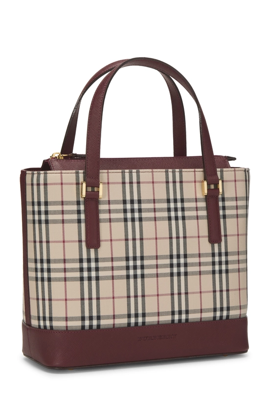 Burgundy House Check Jacquard Handbag Small, , large image number 1
