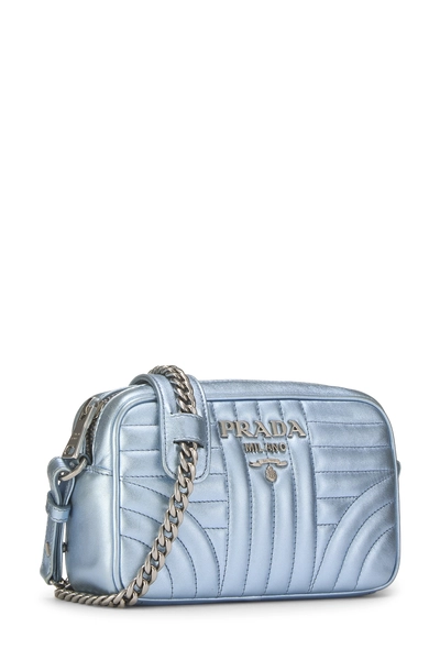 Blue Metallic Calfskin Diagramme Camera Bag Small, , large