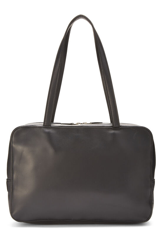 Black Leather & Check Canvas Handbag Medium, , large image number 1