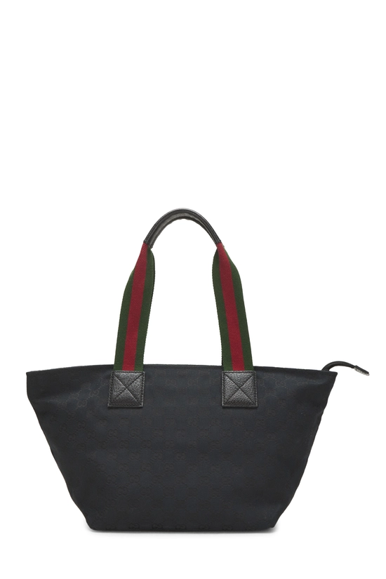 Black GG Canvas Web Soft Zip Tote, , large image number 3