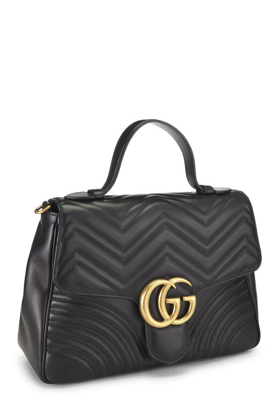 Black Leather GG Marmont Top Handle Shoulder Bag Medium, , large image number 1