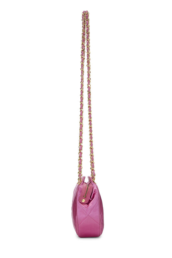 Pink Quilted Satin 'CC' Shoulder Bag Mini, , large image number 3