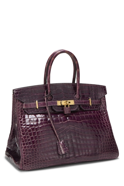 Amethyst Crocodile Porosus Birkin 35, , large