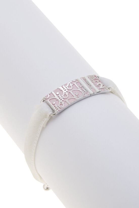 Pink & White Velvet Girly Trotter Bracelet, , large image number 0