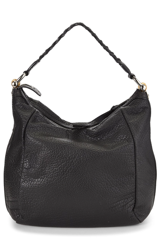 Black Leather Bamboo Braided Hobo, , large image number 0