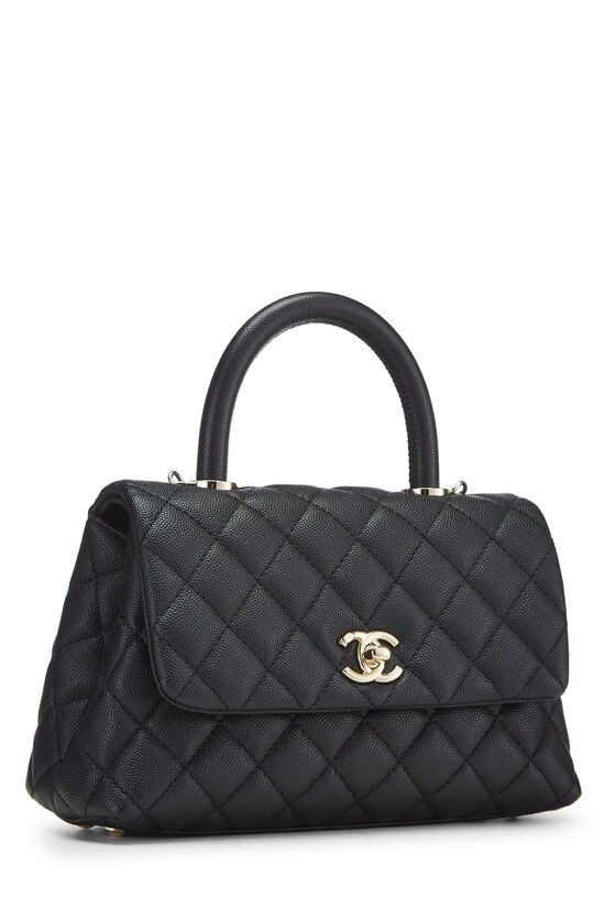 Black Quilted Caviar Coco Handle Bag Mini, , large image number 3