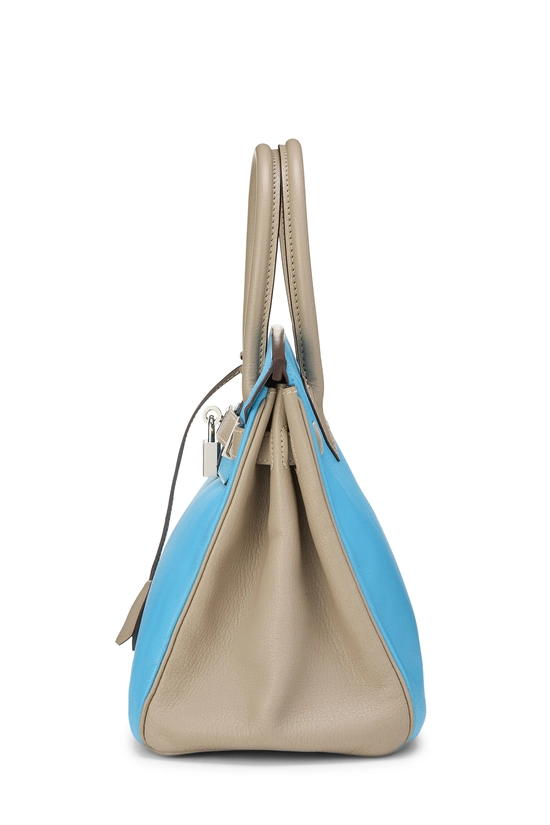 Blue Aztec & Gris Tourterelle Chevre Horseshoe Birkin 30, , large image number 2