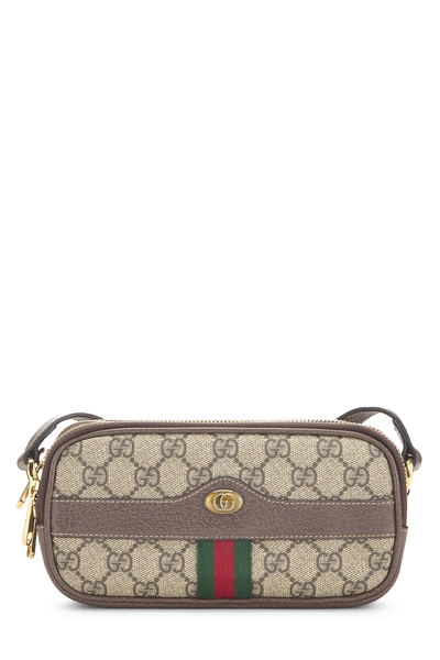 Gucci Brown GG Supreme Canvas Web Ophidia Crossbody Mini