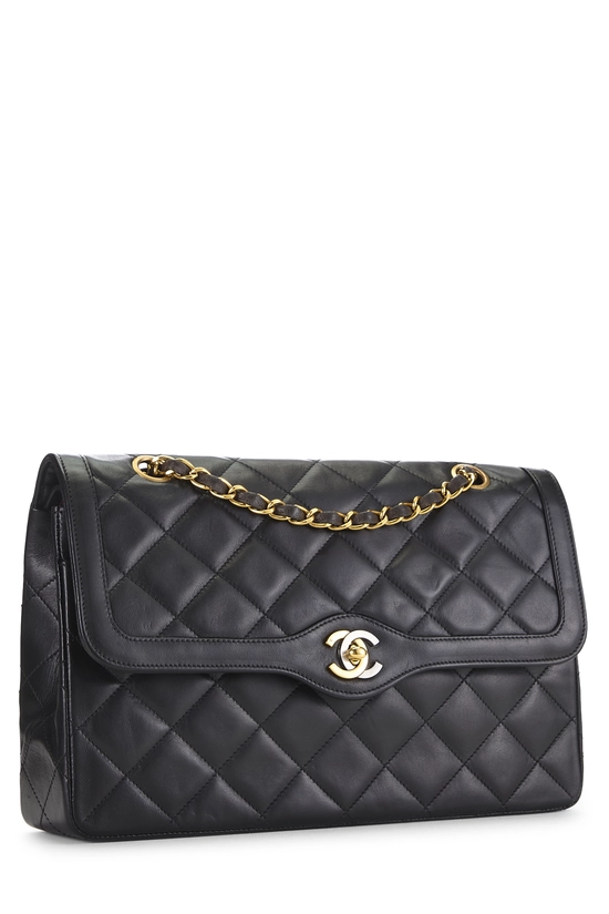 Black Quilted Lambskin Paris Limited Double Flap Jumbo, , large image number 1