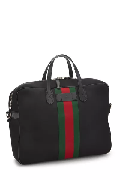 Black Techno Canvas Briefcase, , large