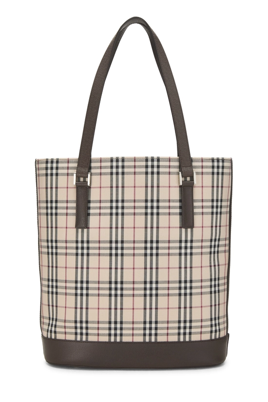 Beige House Check Jacquard Bucket Tote Bag Large, , large image number 3