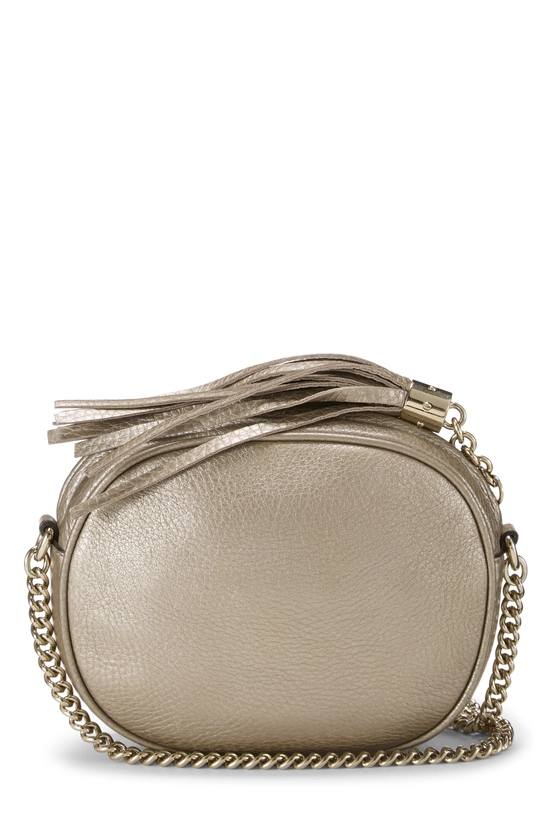 Metallic Gold Leather Soho Round Chain Crossbody Mini, , large image number 3