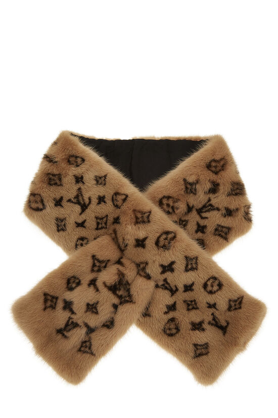 Brown Monogram Mink Muffler, , large image number 0