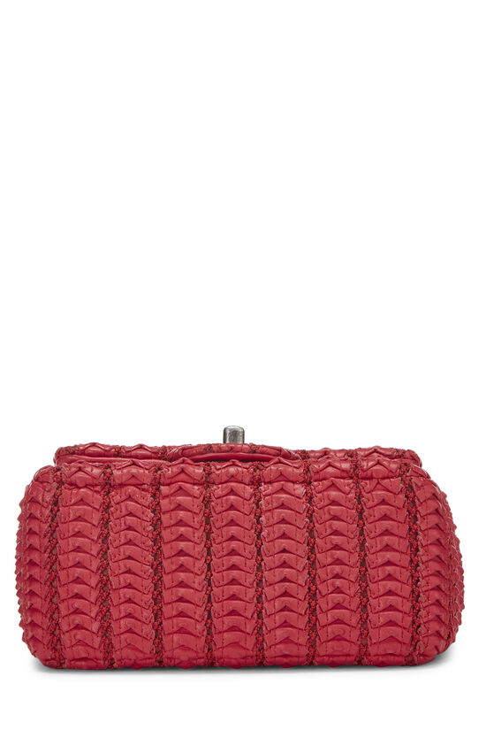 Red Woven Leather Square Flap Mini , , large image number 6