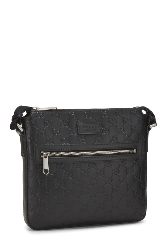 Black Guccissima Zip Pocket Flat Messenger, , large image number 1