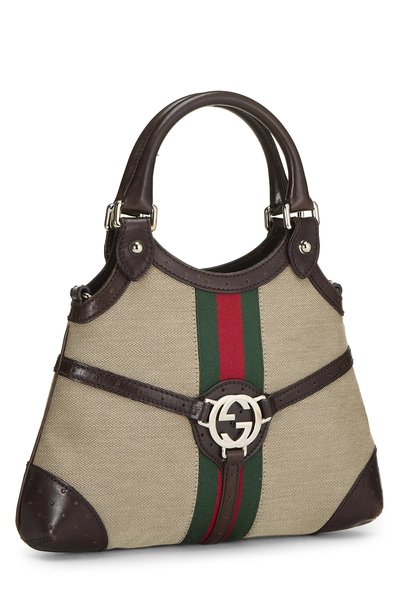 Brown Canvas Web Reins Handbag Small, , large