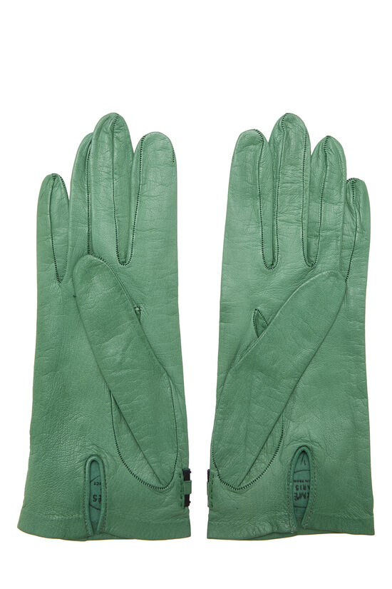 Green Lambskin Leather Gloves, , large image number 1