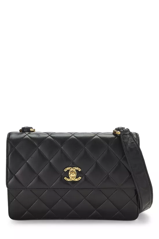 Black Quilted Lambskin Shoulder Bag, , large image number 0