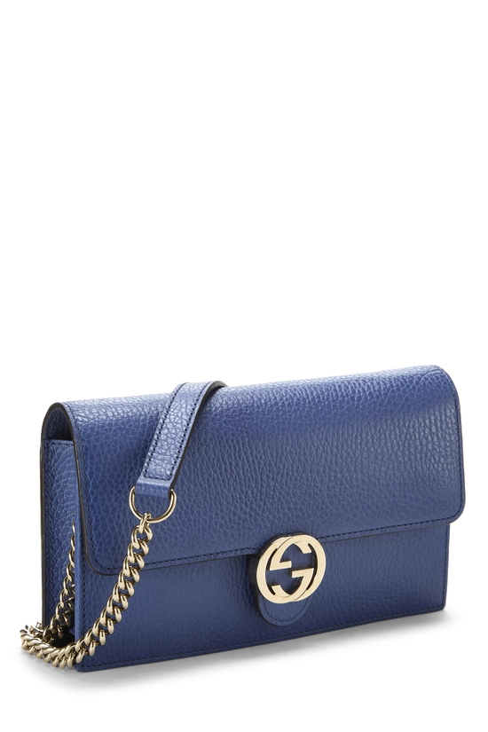 Blue Leather Interlocking Wallet On Chain (WOC) Small, , large image number 1