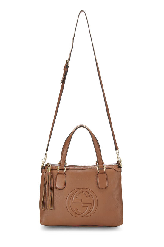 Brown Grained Leather Soho Top Handle Tote, , large image number 1