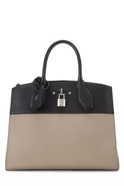 Louis Vuitton Beige & Black Two-Tone Calfskin City Steamer MM