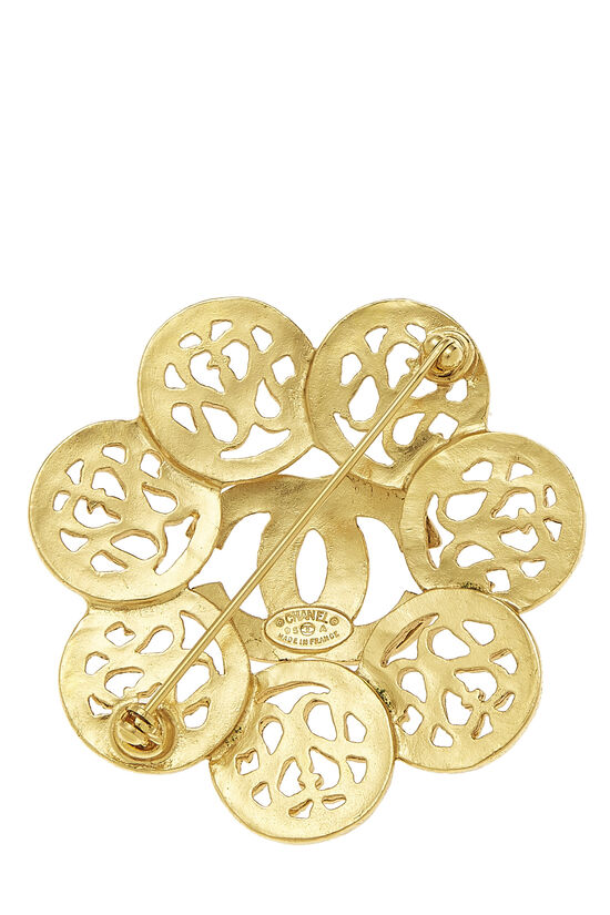 Gold 'CC' Fretwork Flower PIn, , large image number 2