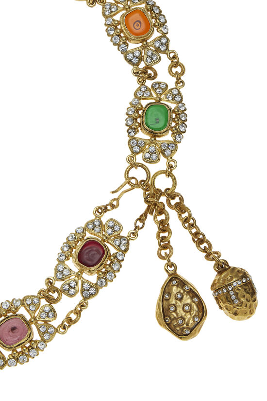 Gold & Multicolor Gripoix Crystal Chain Belt, , large image number 2