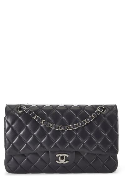 Navy Quilted Lambskin Classic Double Flap Medium