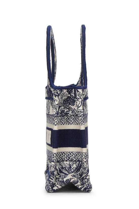 Navy Canvas Embroidered Toile De Jouy Book Tote Mini, , large image number 2
