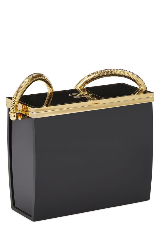 Black & Gold Lucite Minaudière Box Bag Mini, , large image number 2