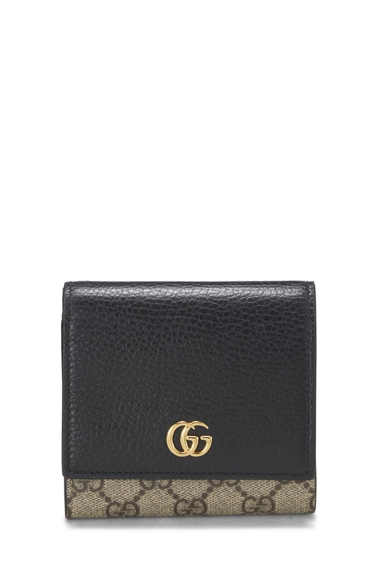 Black GG Supreme Marmont Compact Wallet, , large image number 0