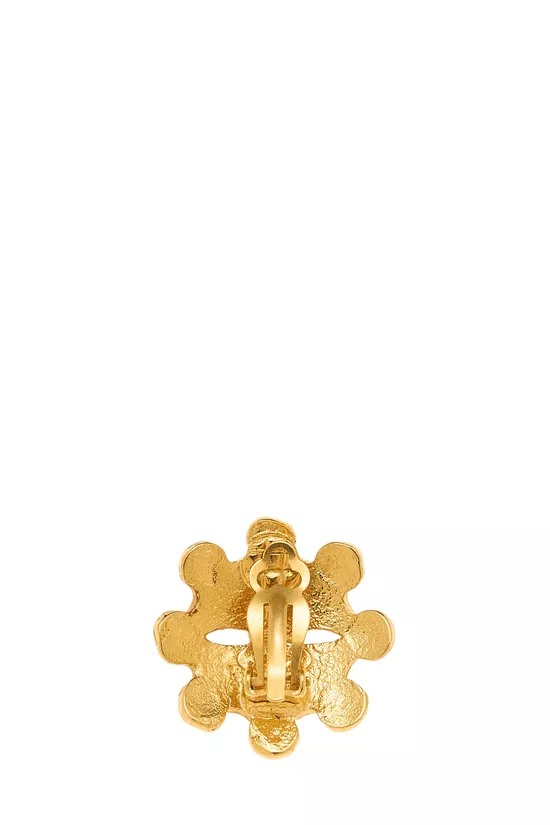 Gold Squiggle Border 'CC' Earrings, , large image number 1