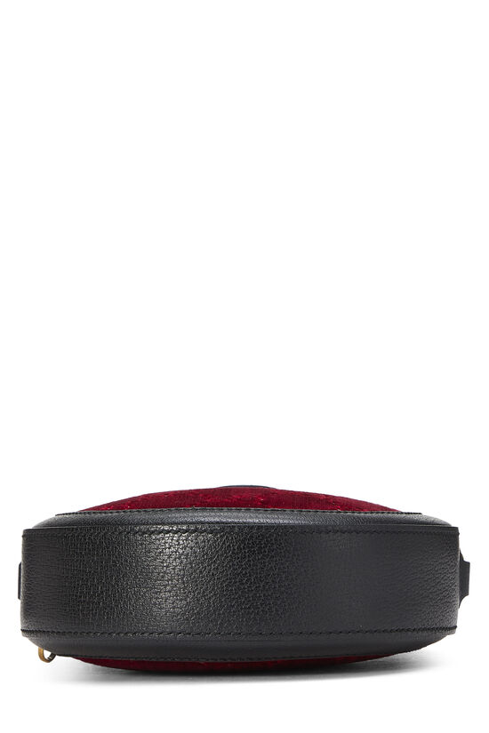 Burgundy Velvet GG Marmont Round Shoulder Bag Mini, , large image number 4