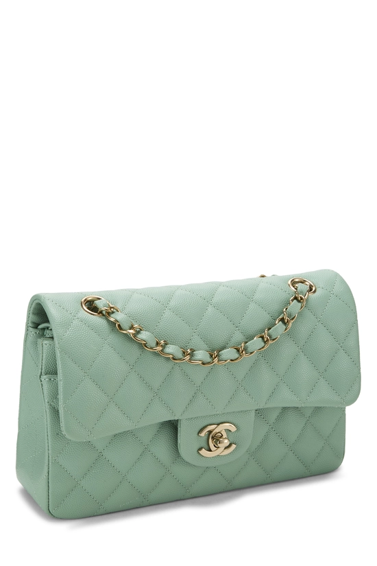 Green Quilted Caviar Classic Double Flap Small, , large image number 1