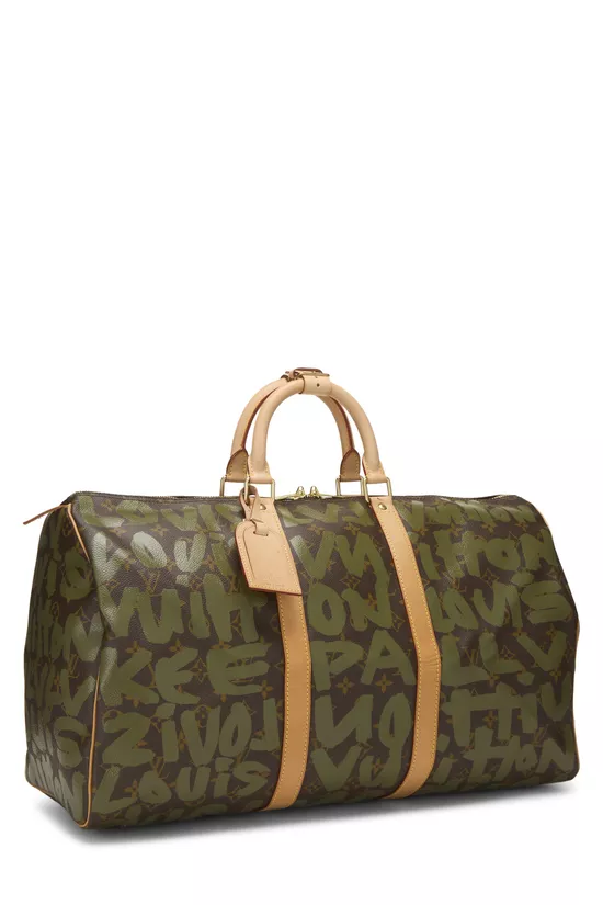 Stephen Sprouse x Louis Vuitton Green Monogram Graffiti Keepall 50, , large image number 1